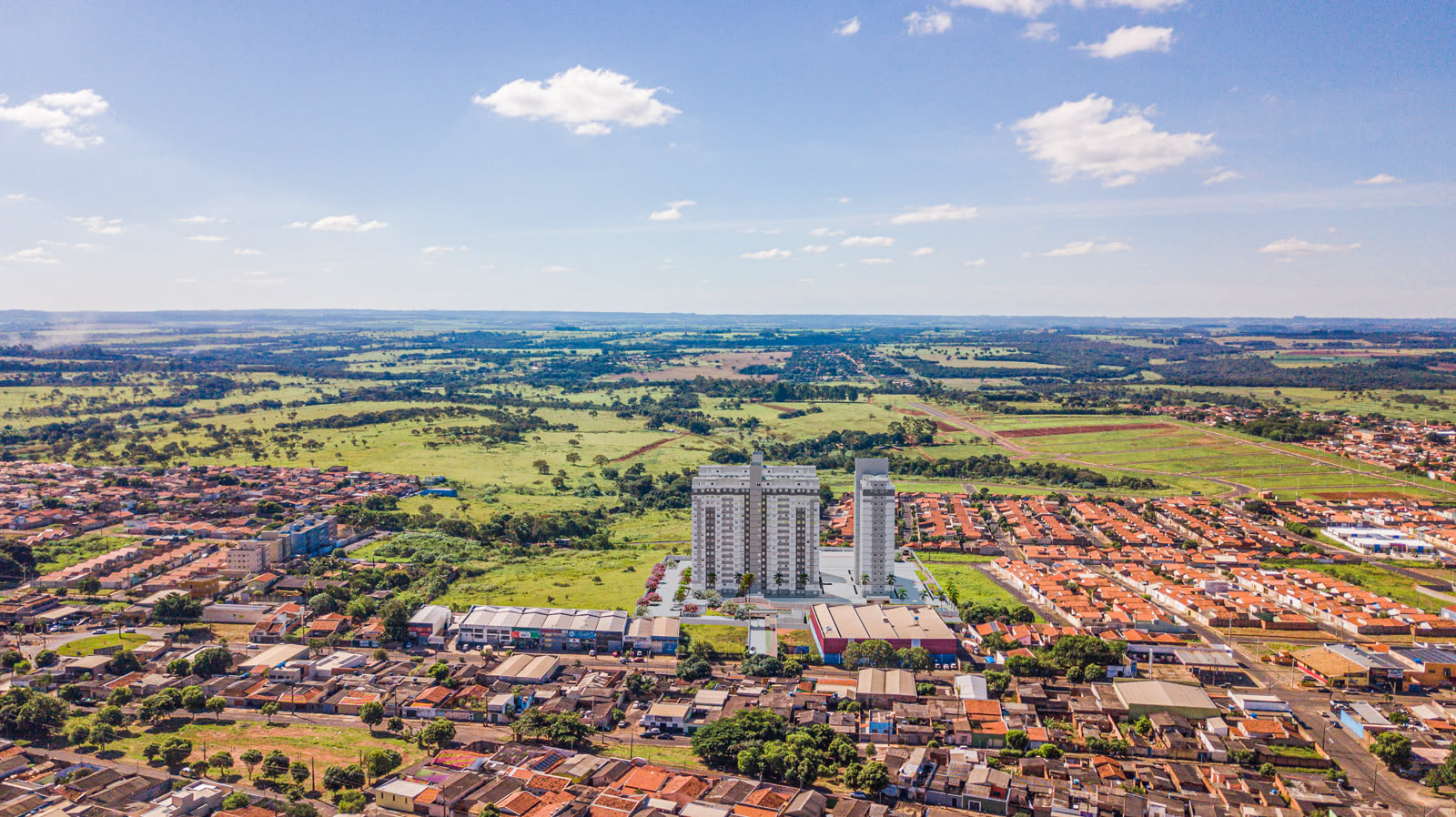 Vista aérea real da Reserva Aurora